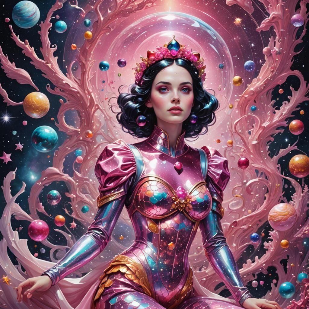 Snow White Cosmonaut Mermaid in Space