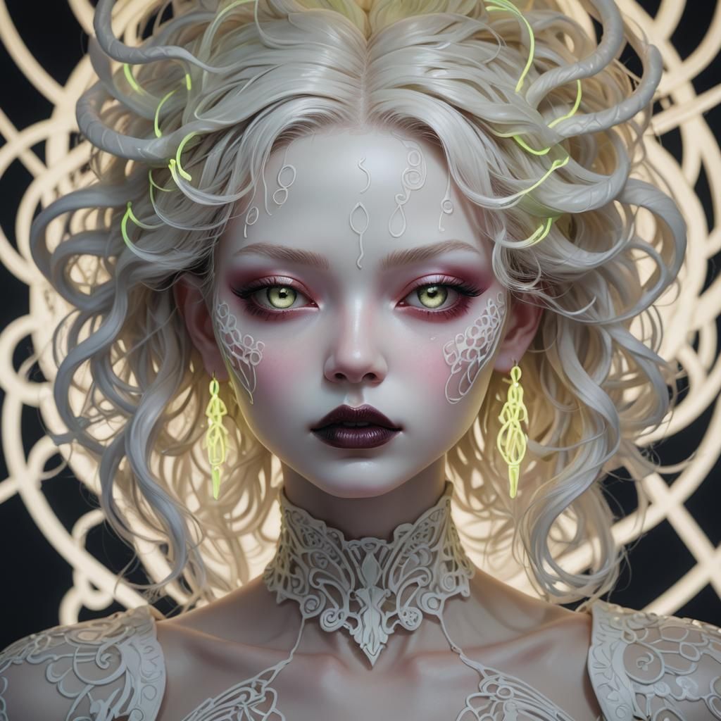 Neon Woman Portrait in Digital Painting Style