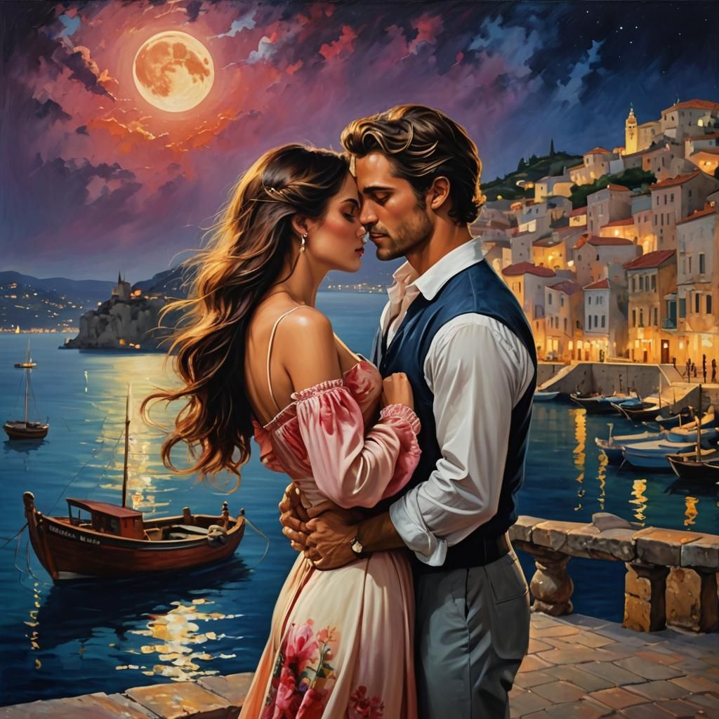 A fake oil painting effect as an impossibly handsome man of ...