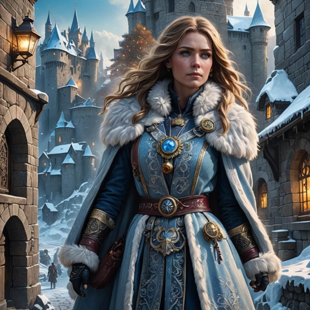 Icy Portrait of Captain Aria Stonefist: Fantasy Concept Art