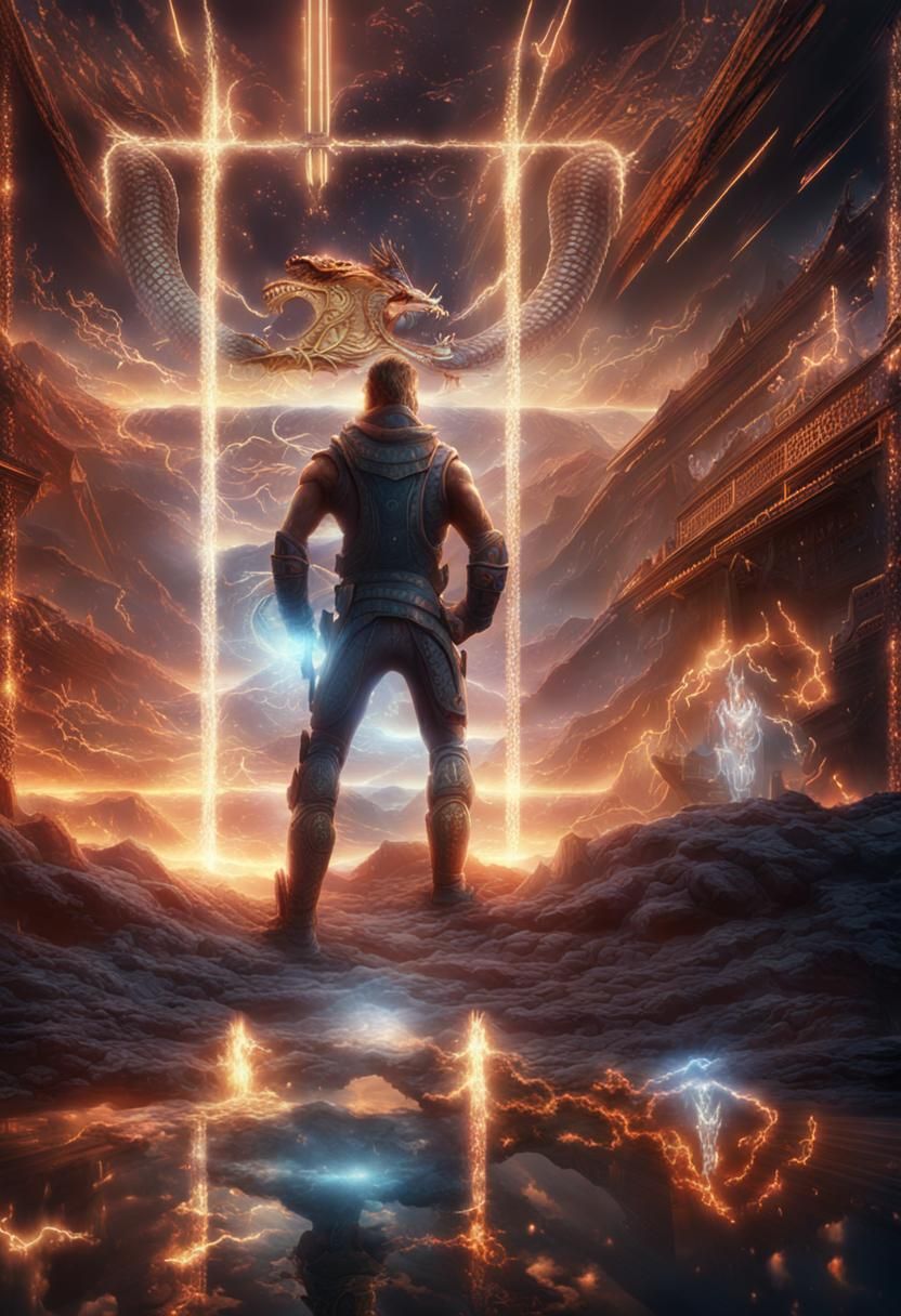 Epic Cobra and Dragon Energy Digital Painting