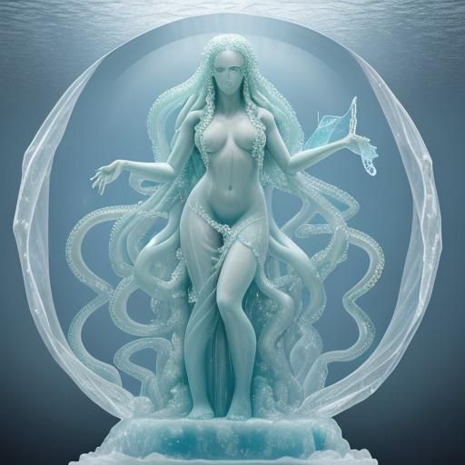 Icy Medusa Sculpture with Serpent Hair