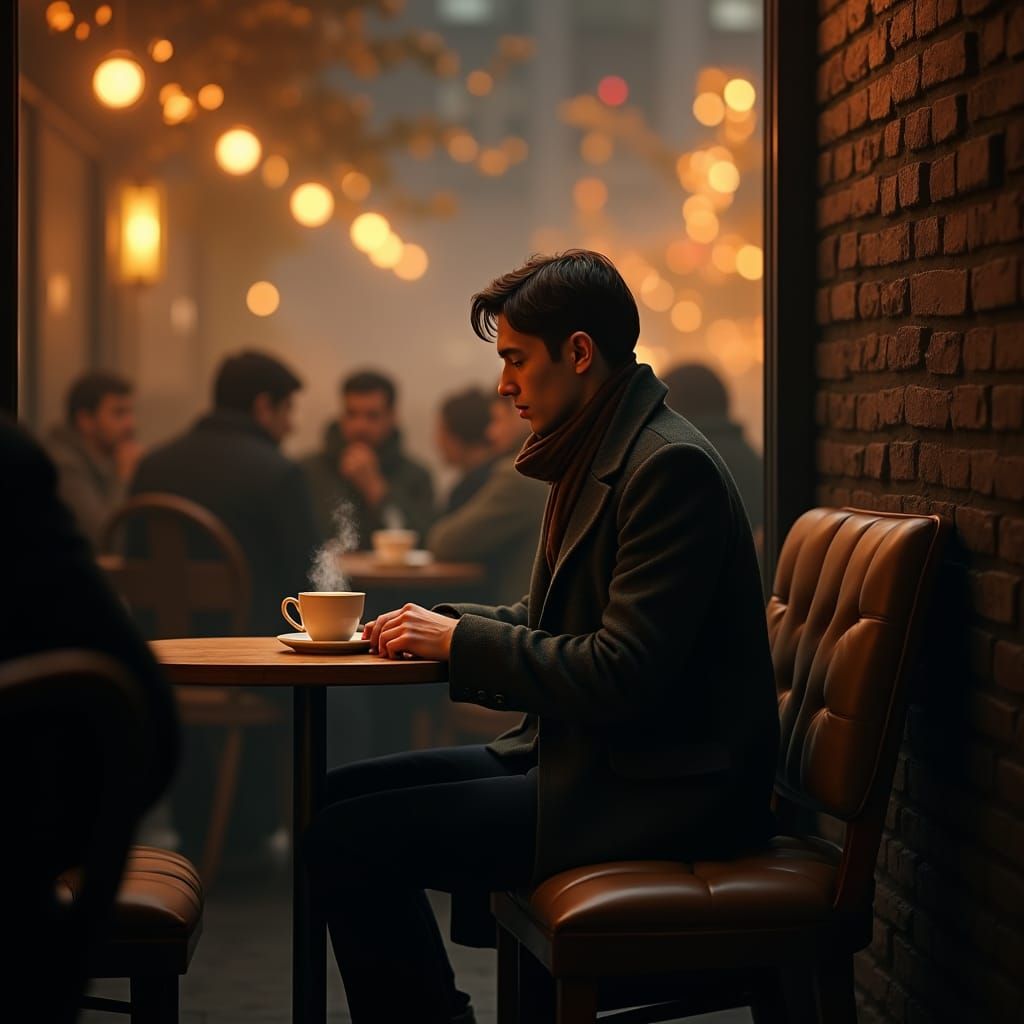 Cozy Cafe Scene in Berlin, Matte Painting Style