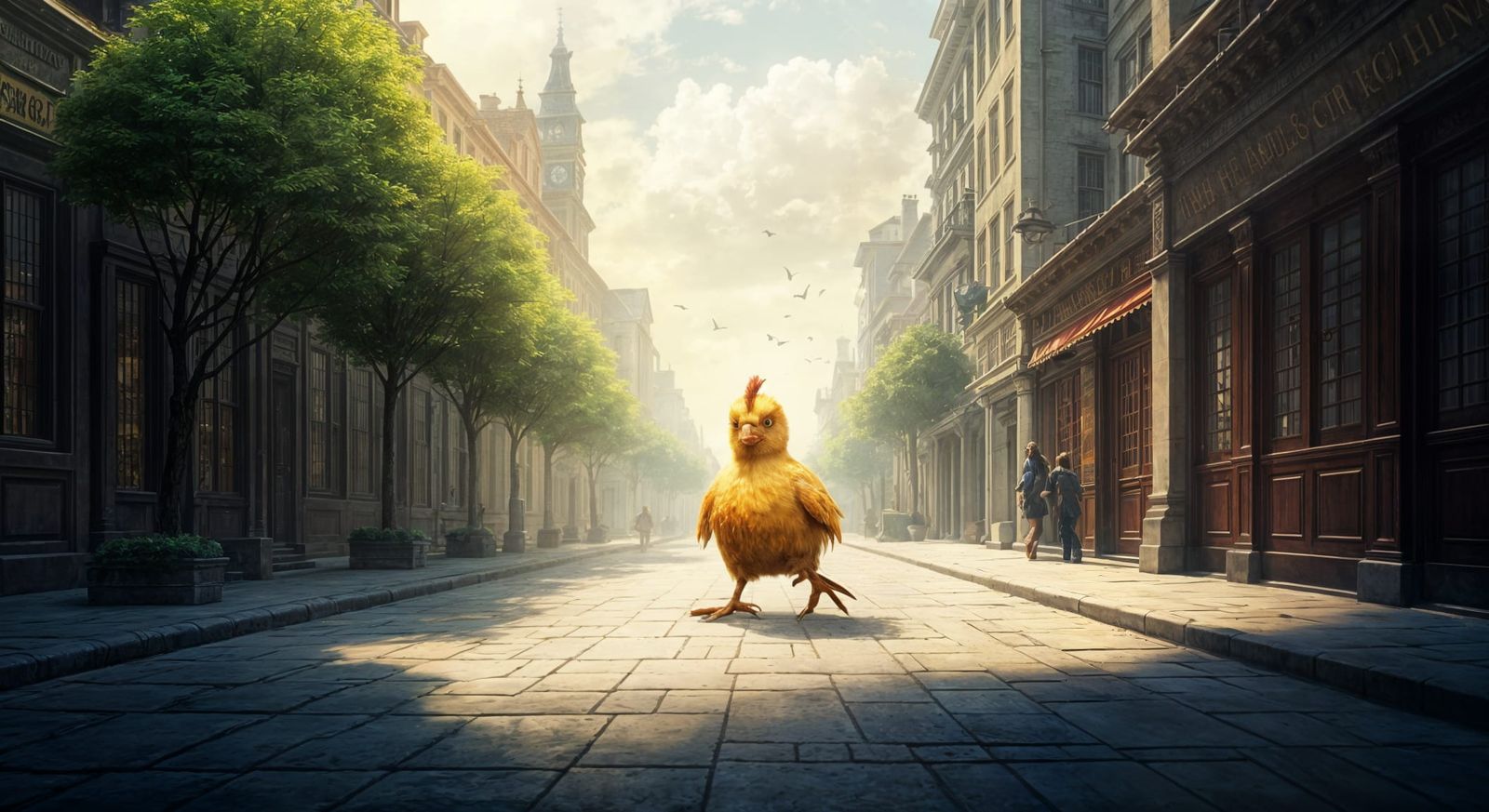 Grumpy Chick Football Art in Kinkade Style