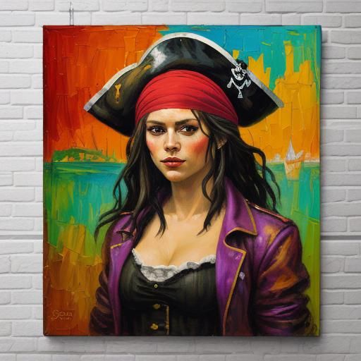 Female Pirate in Expressionist Oil Painting Style