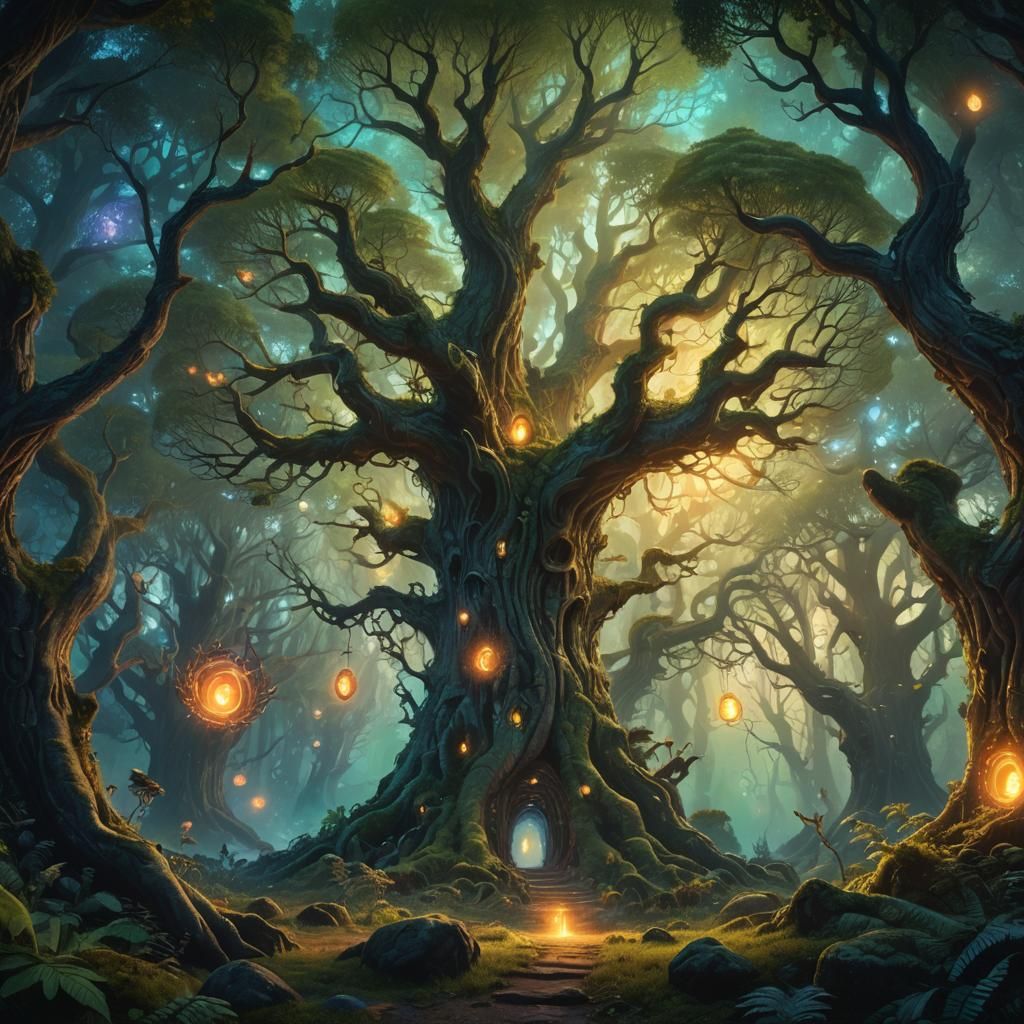 Mystical Forest Portal: Detailed Matte Painting