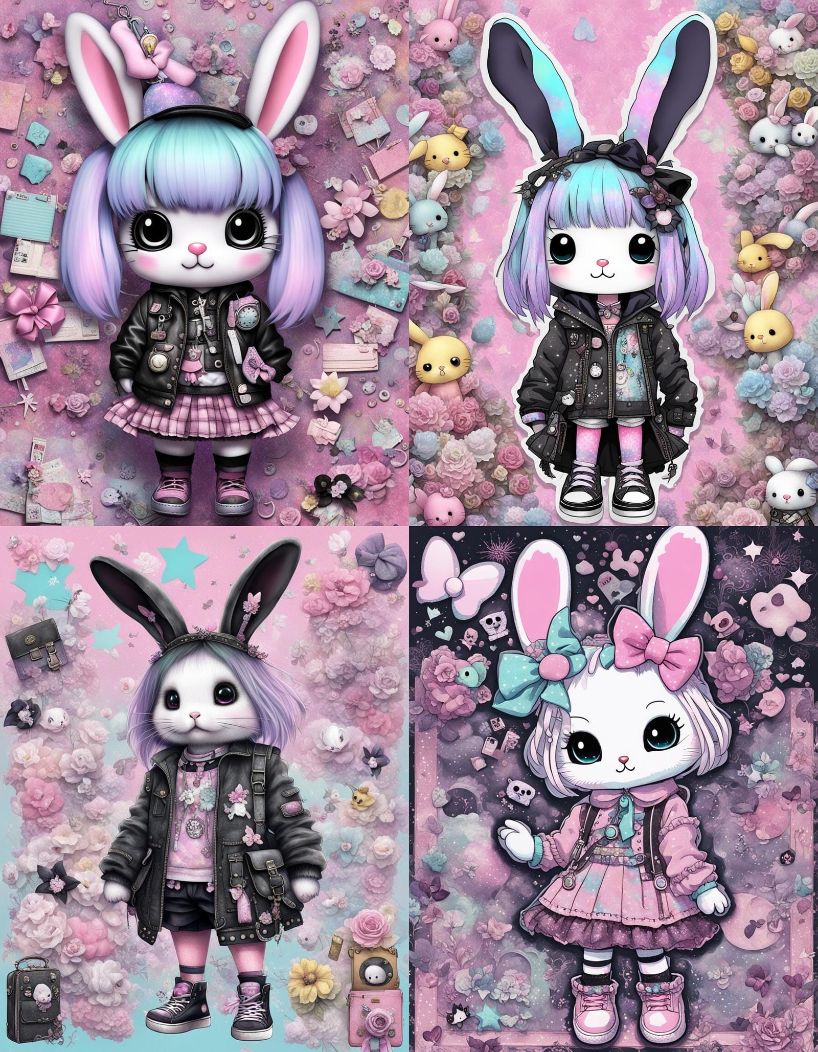 Sanrio Bunny in Pastel Goth Collage