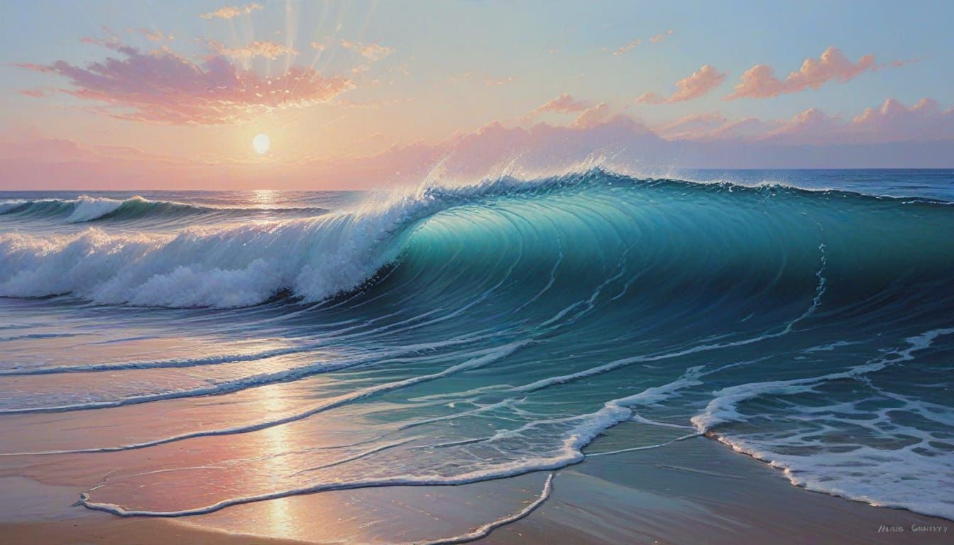 Abstract Waves of Breath and Space in Oil Painting Style