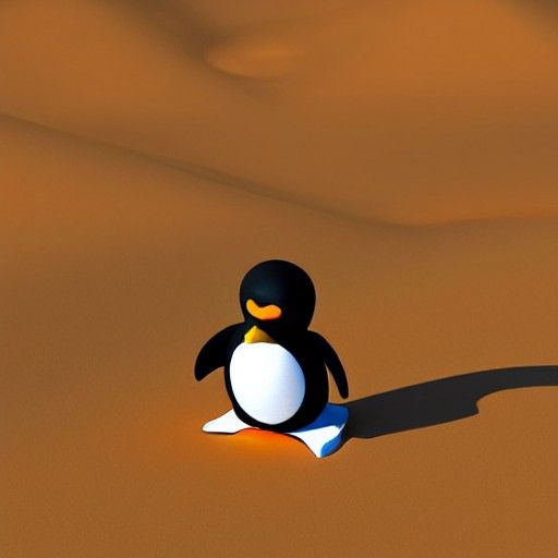 Penguin on Camel: Cheerful 3D Desert Art
