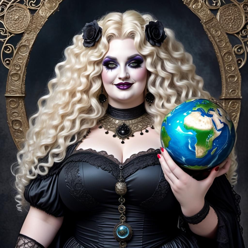 Curvy Goth Mother Earth Holding the World