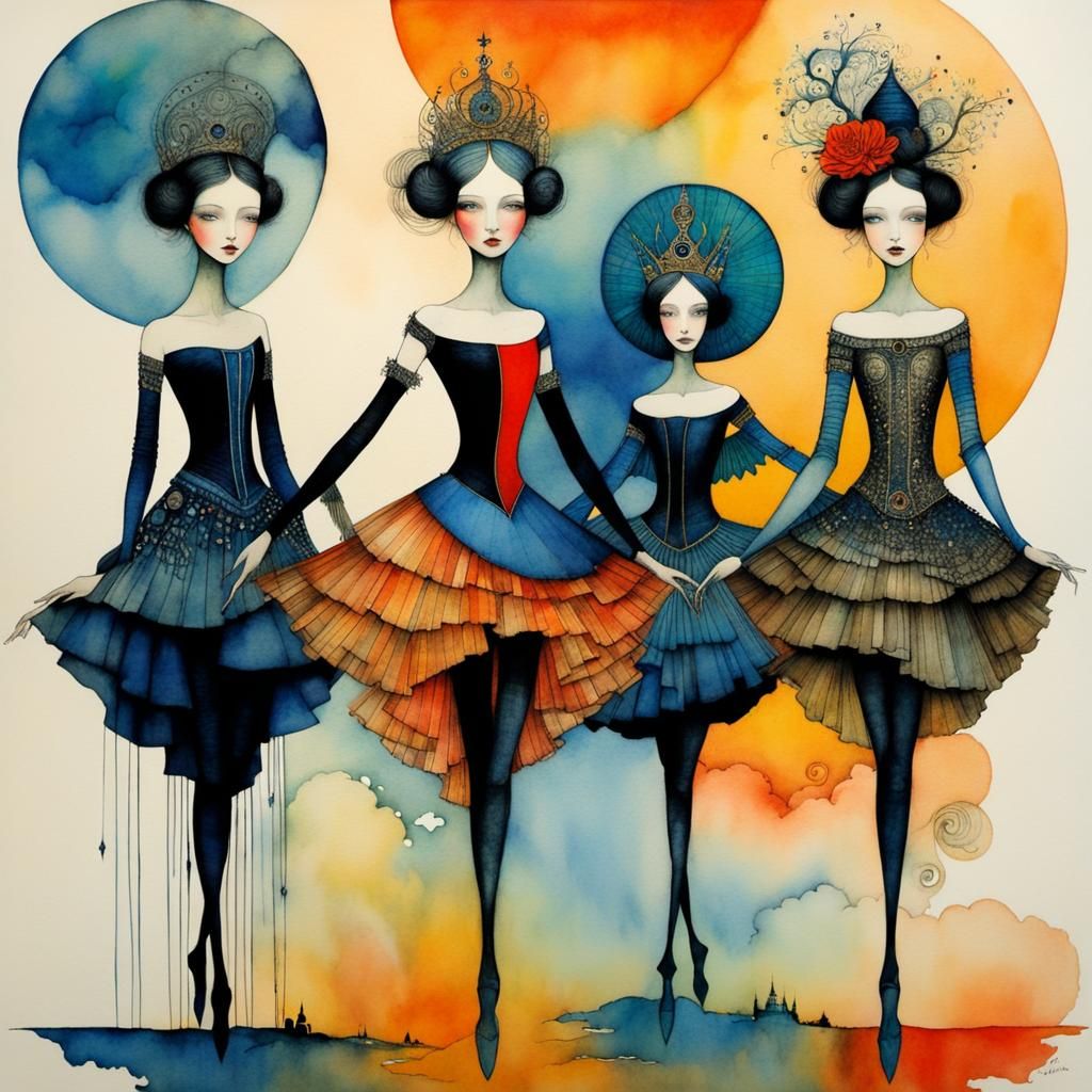 Delicate Watercolour Princess on Mount Olympus