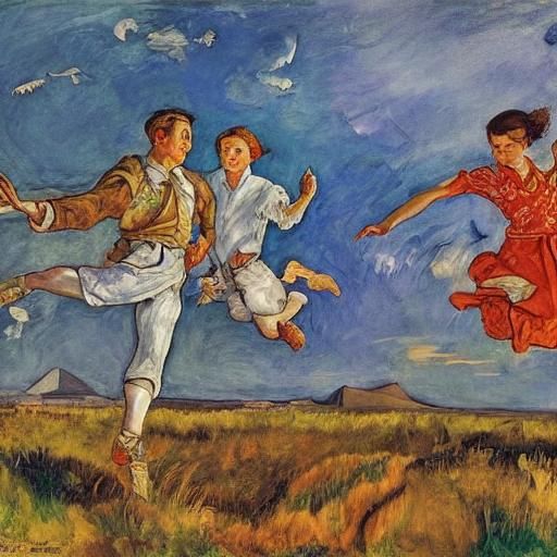 Egon Schiele Inspired Dance of Light and Dawn