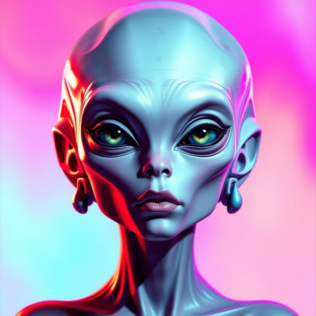 Platinum Blonde Alien with Futuristic Elegance