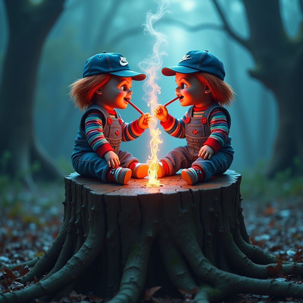 Chucky and Jason Smoke Blunt in Dreamlike Fantasy