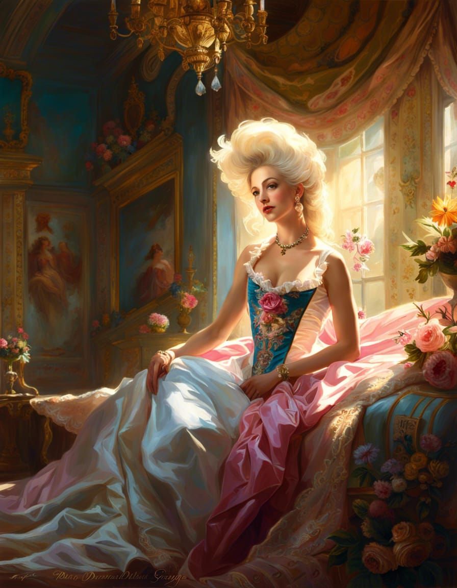Marie-Antoinette Fantasy Art in Baroque Style