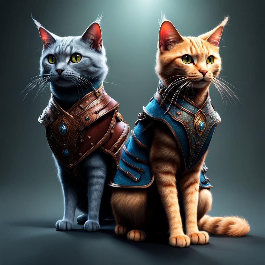Cat Standing in Pet Clothes: Detailed Matte Painting