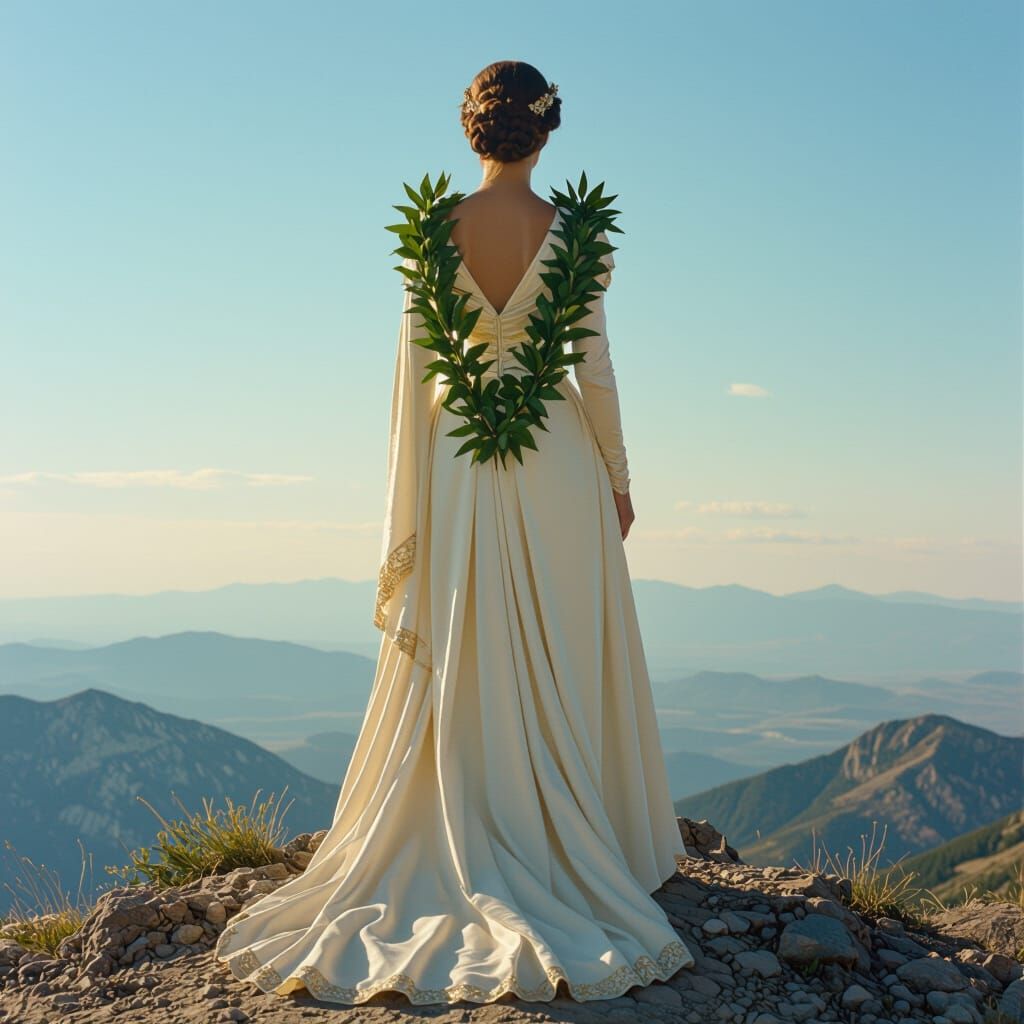 Regal Lady Overlooking Earth in Cinematic Style