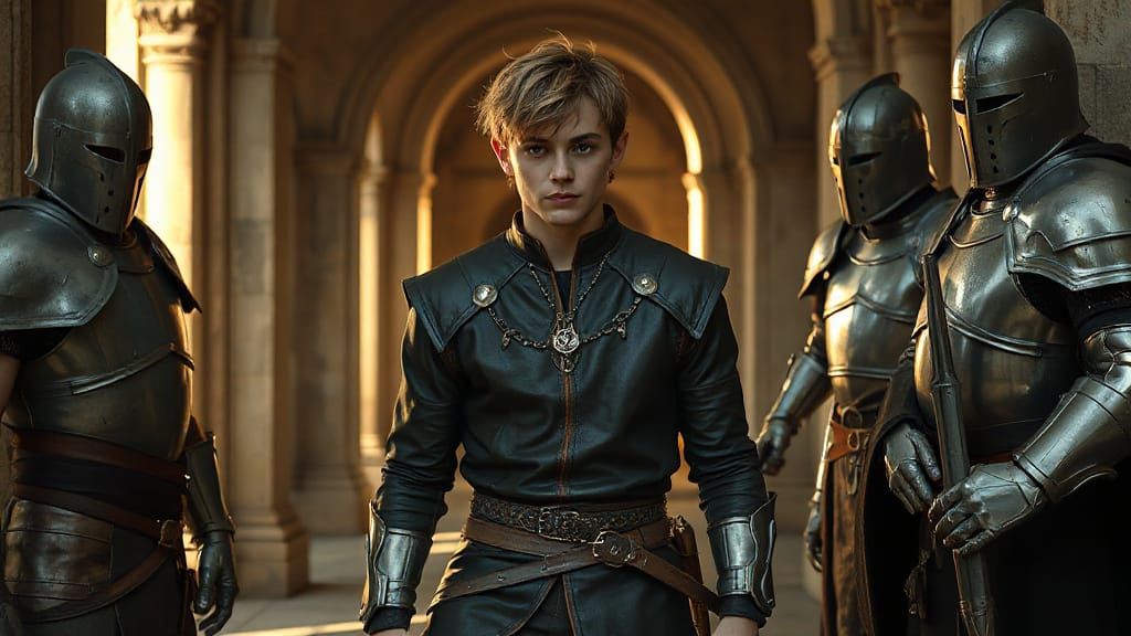 Elven Captive in Opulent Hallway