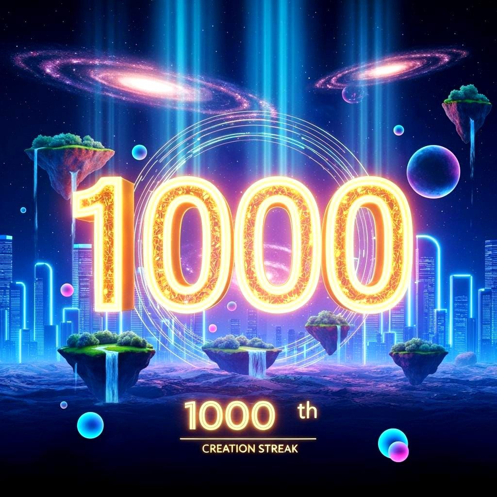 Epic 1000 Day Art Creation Celebration in Surreal Fantasy St...