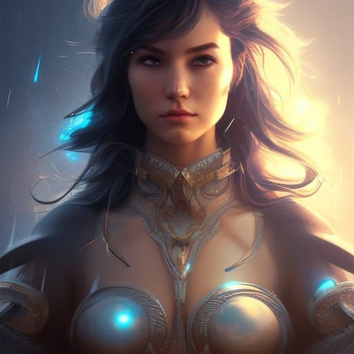 Electric Superhero with Thunderbolts, Digital Art