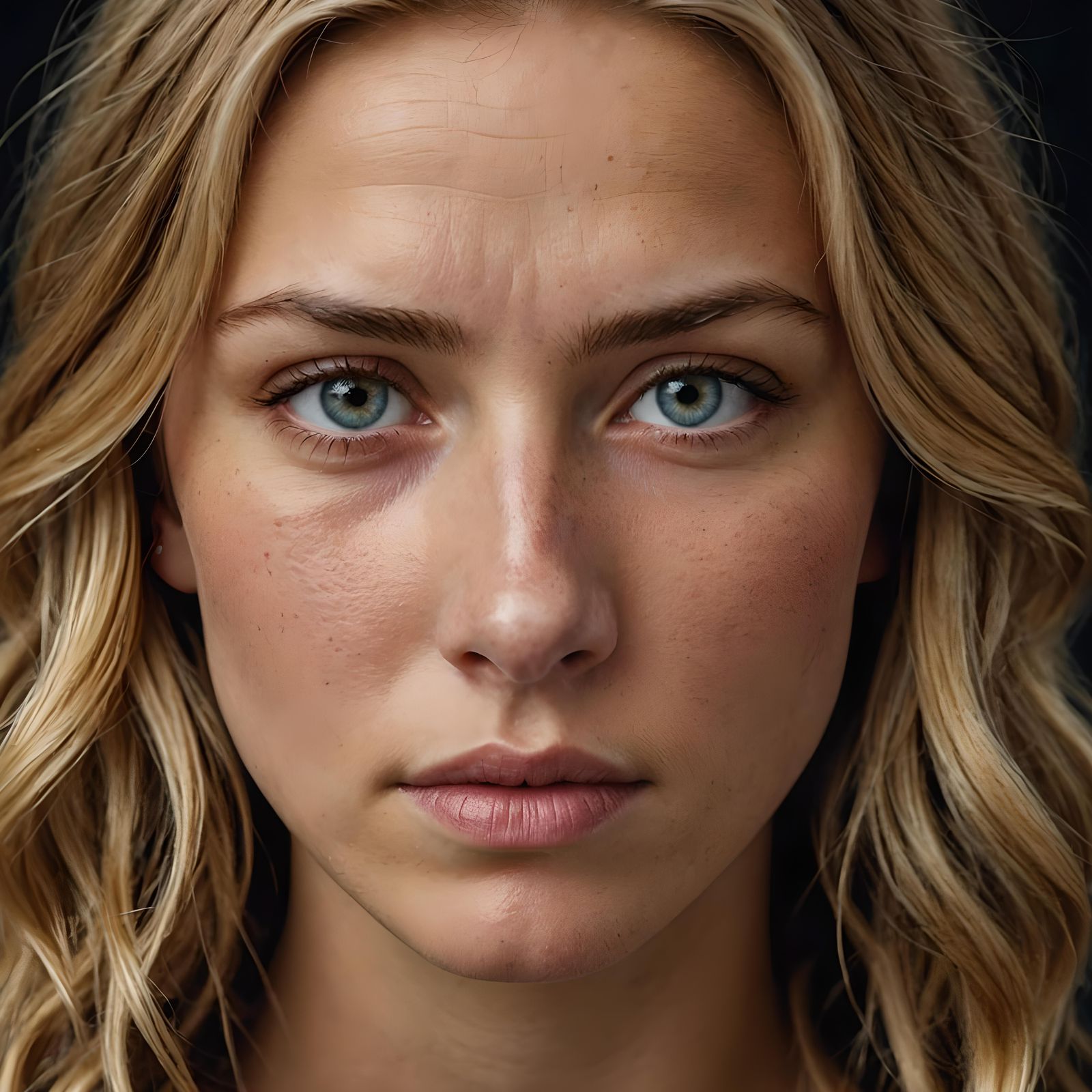 Sad Woman's Portrait with Realistic Details