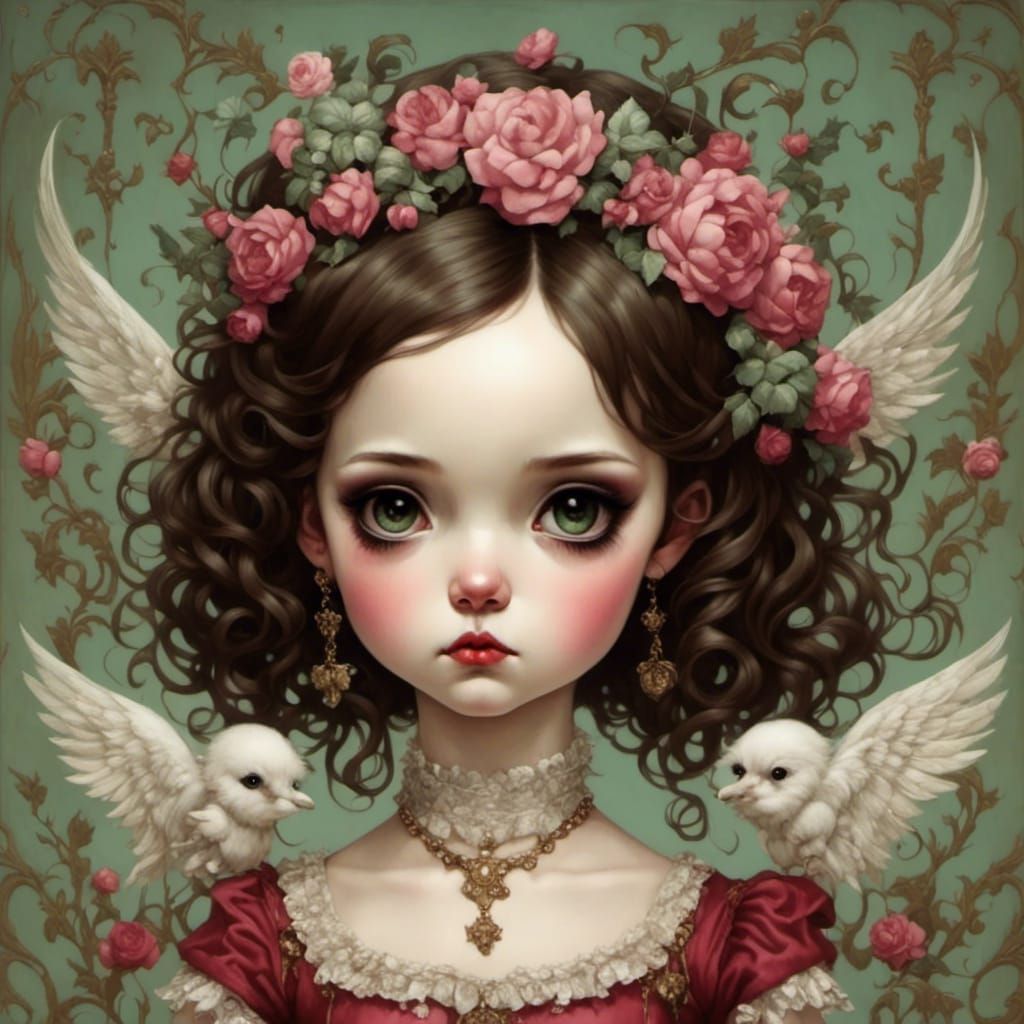 Southern Belle Angel in Lowbrow Art Style