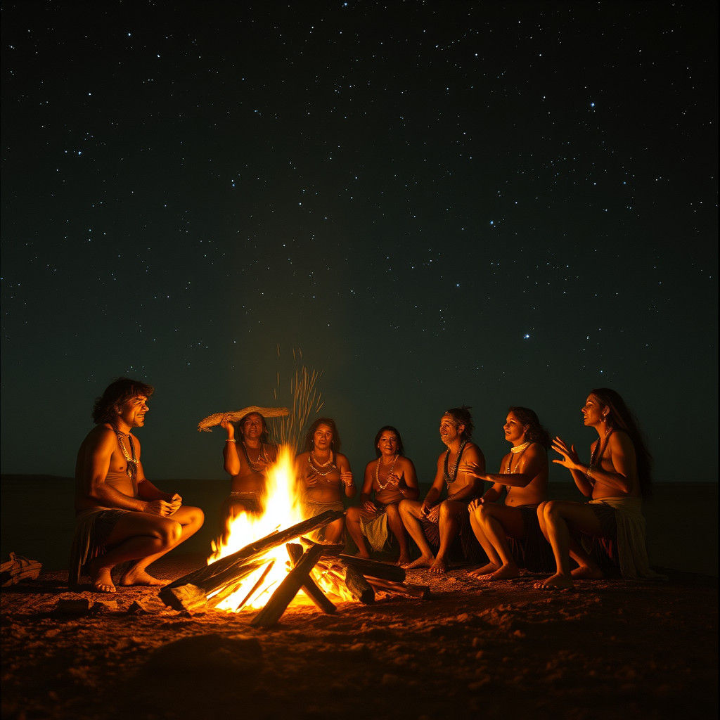 Aboriginal Ceremony Under Starry Outback Sky