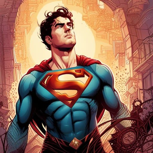 Superman in Luminous Colors and Golden Outlines