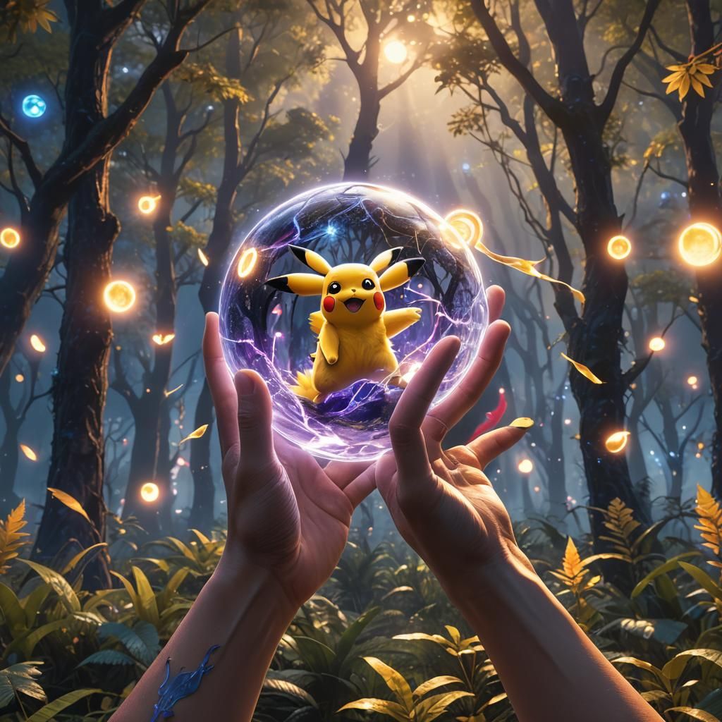 Pikachu Throwing a Glowing Light Ball