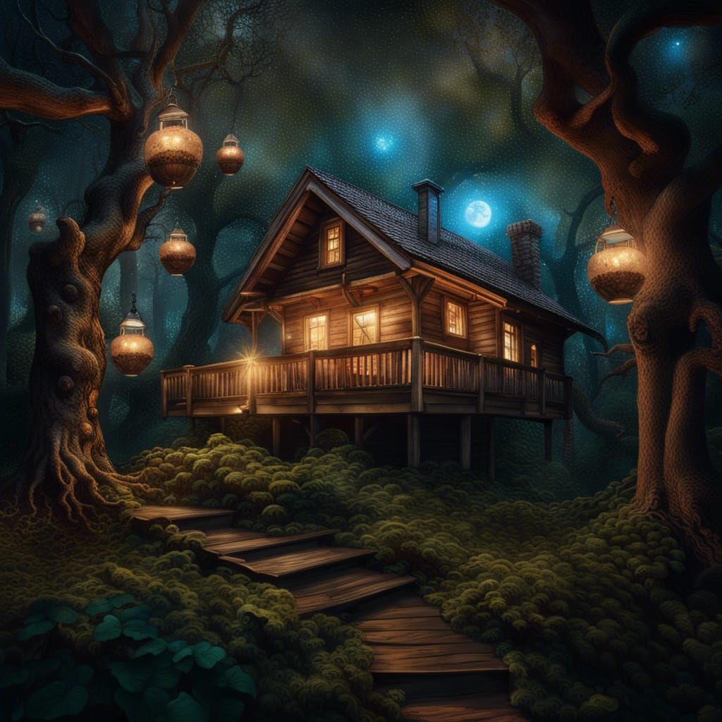 Enchanted Cabin Amidst Whispering Trees