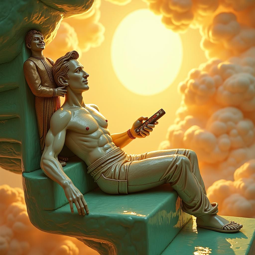 Enameled Glass Figurine in Art Nouveau Style