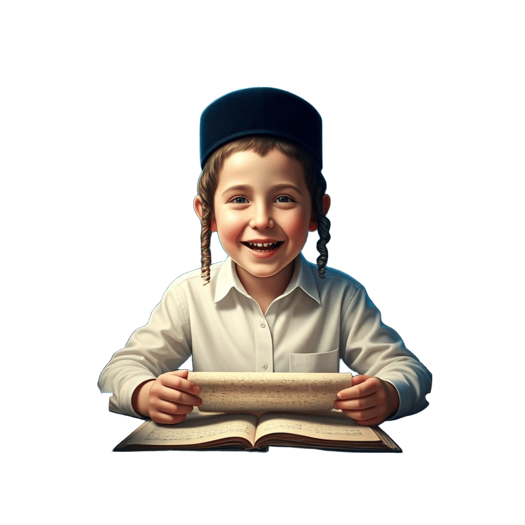 Joyful Hasidic Boy Excited to Learn Gemara