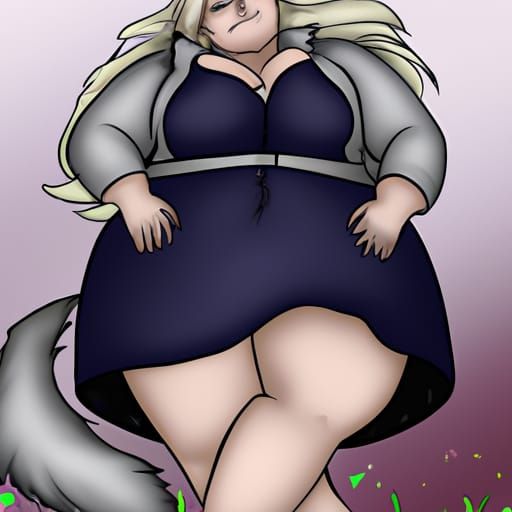 Overweight Wolf-Girls in 3D Digital Art Style
