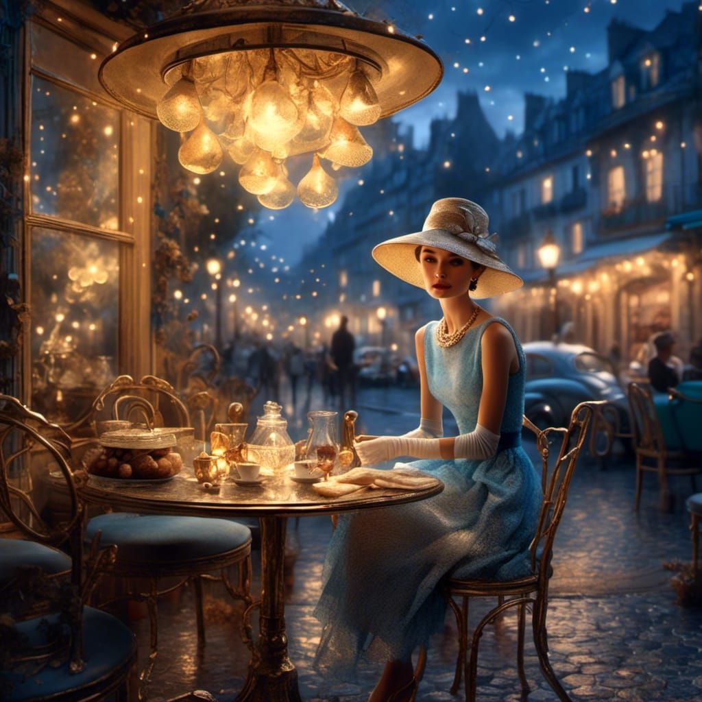 Audrey Hepburn in Paris at Twilight