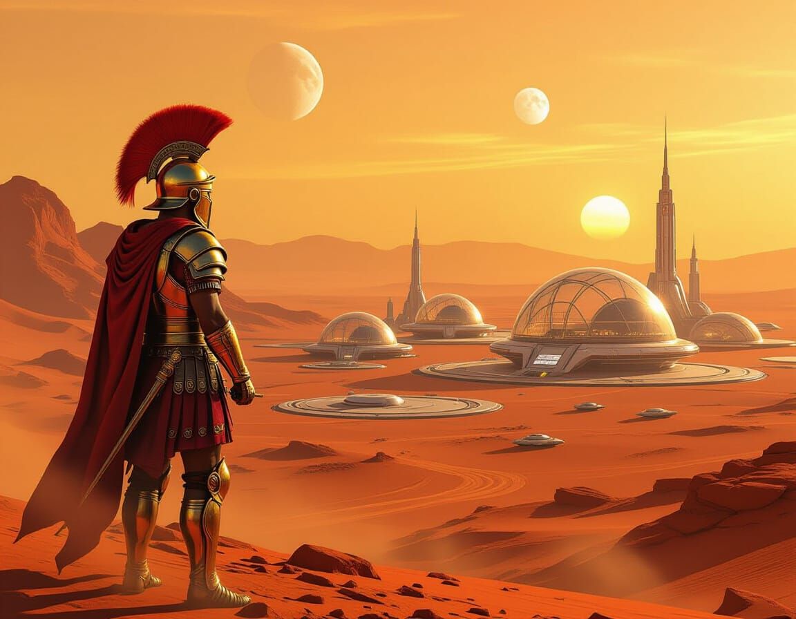 Roman Centurion on Mars: Sci-Fi Concept Art