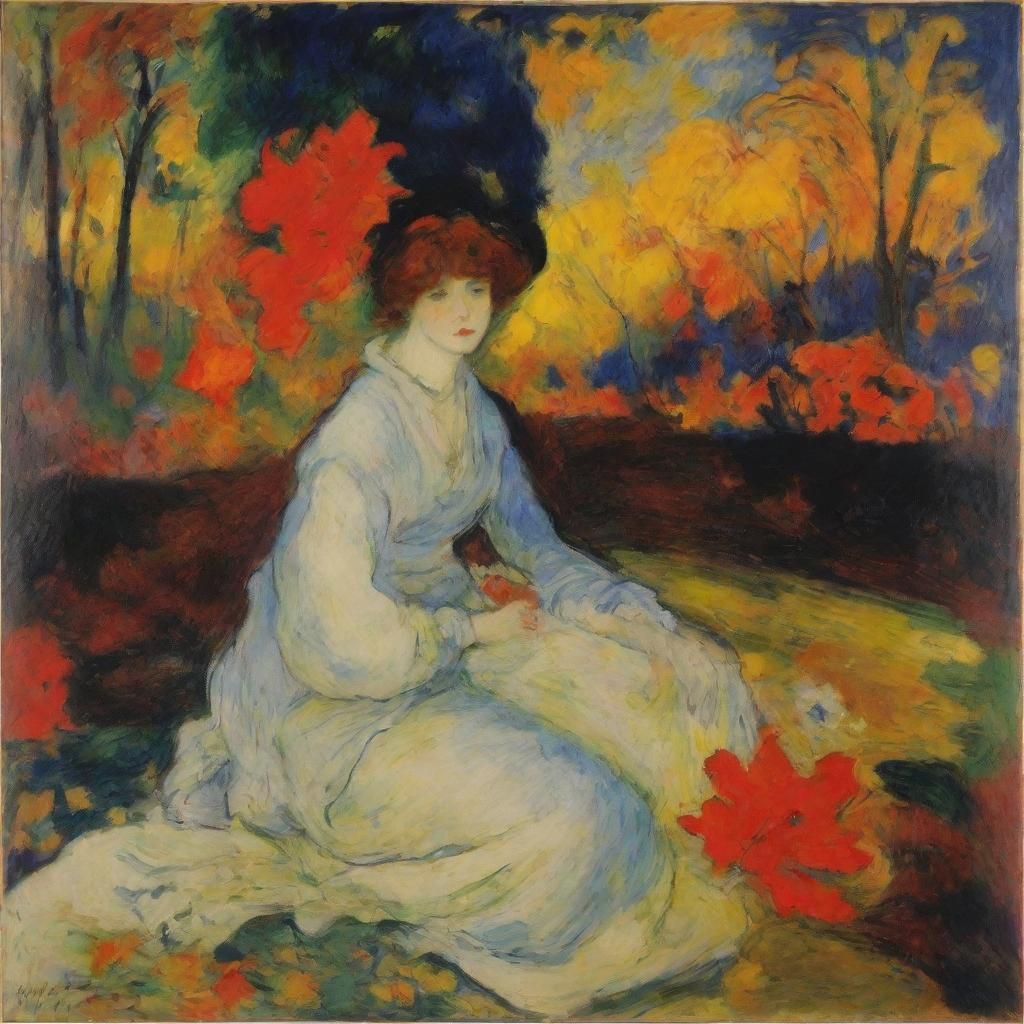 Eerie Autumnal Darkness: An Expressionist Painting