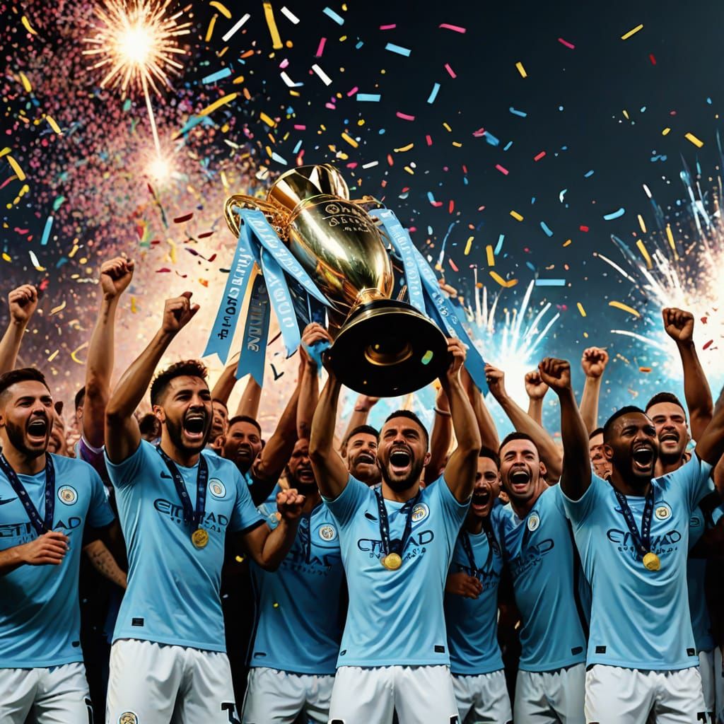 Vibrant Manchester City Celebration in Cinematic Style