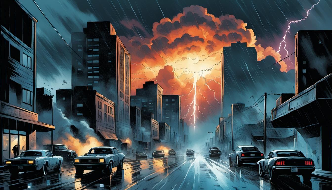 Action Hero Comic Book Storyboard in Expressionist Style