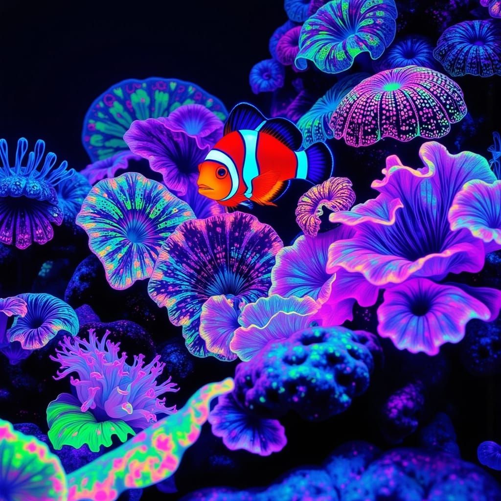 Vibrant Iridescent Reef Scene in Hyper-Realistic Style