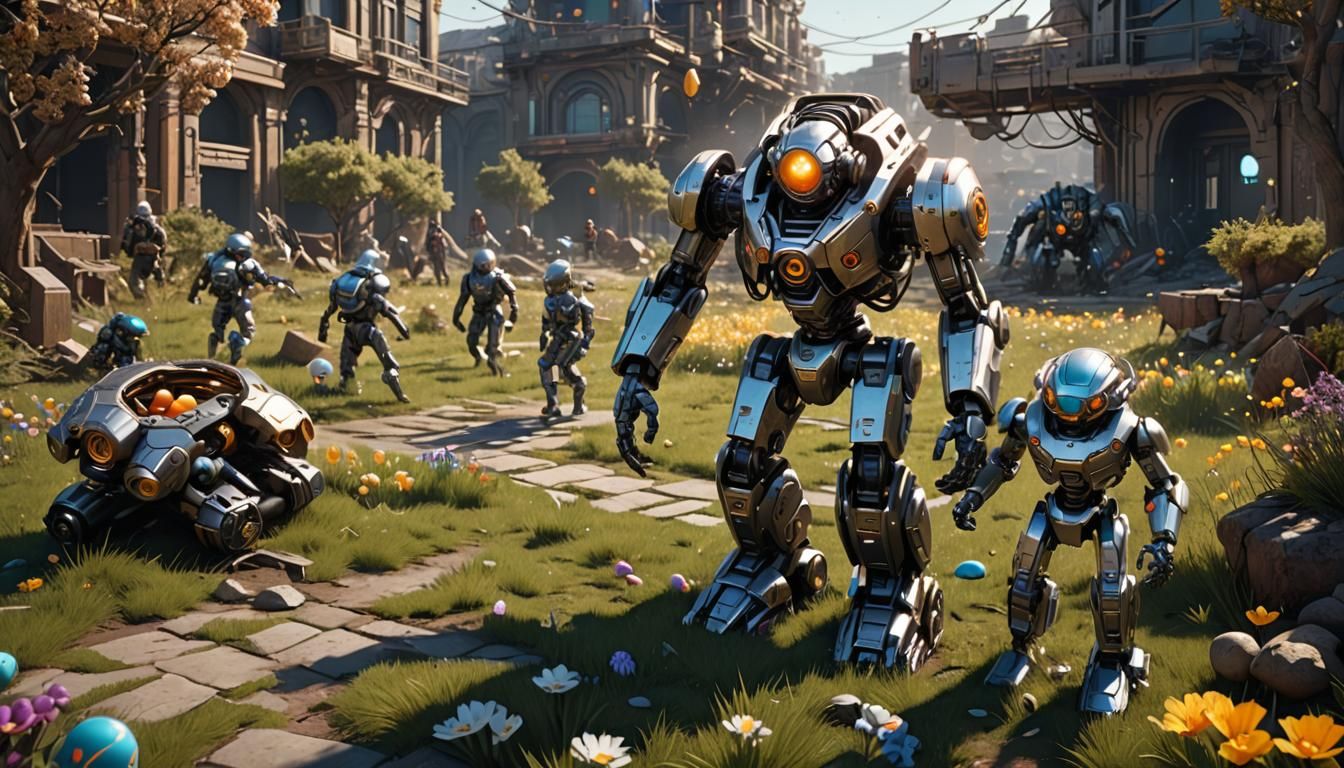 Futuristic Easter Egg Hunt with Mech Details