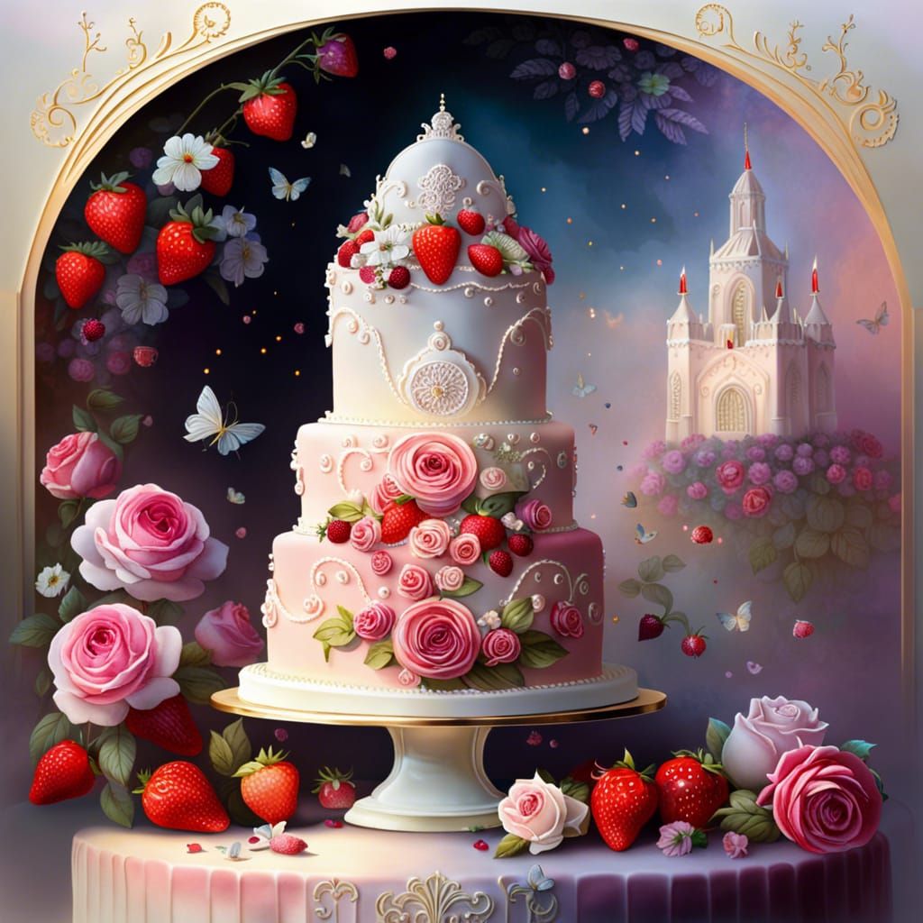 Strawberry wedding cake