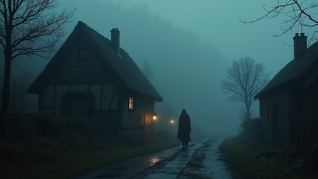 Mysterious Village in Misty Mountains