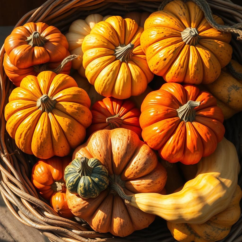 Vibrant Gourds in Autumnal Light