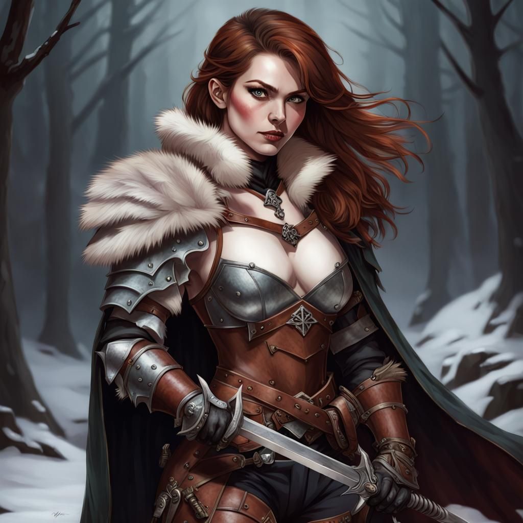 Female Vampire Hunter in Armor with Sword