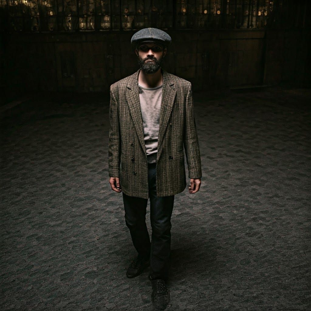 Barefoot Jewish Man in Traditional Hasidic Clothing, Hands H...