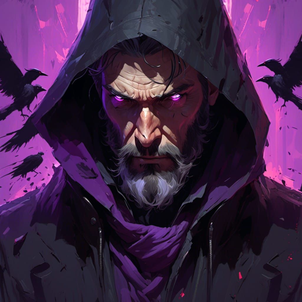 Disturbed Prophet with Raven, Hyperdetailed Digital Art
