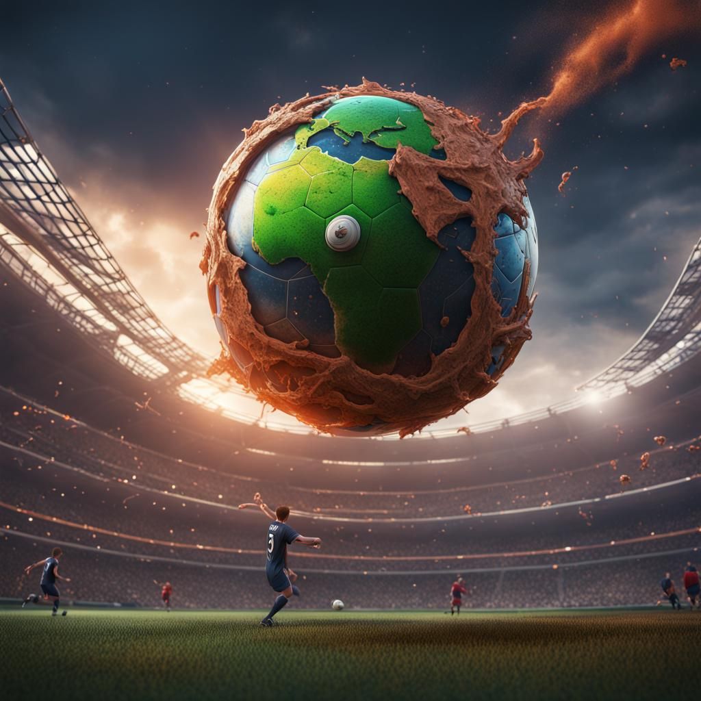 Earth Meets Soccer: A Fantastical Digital Painting