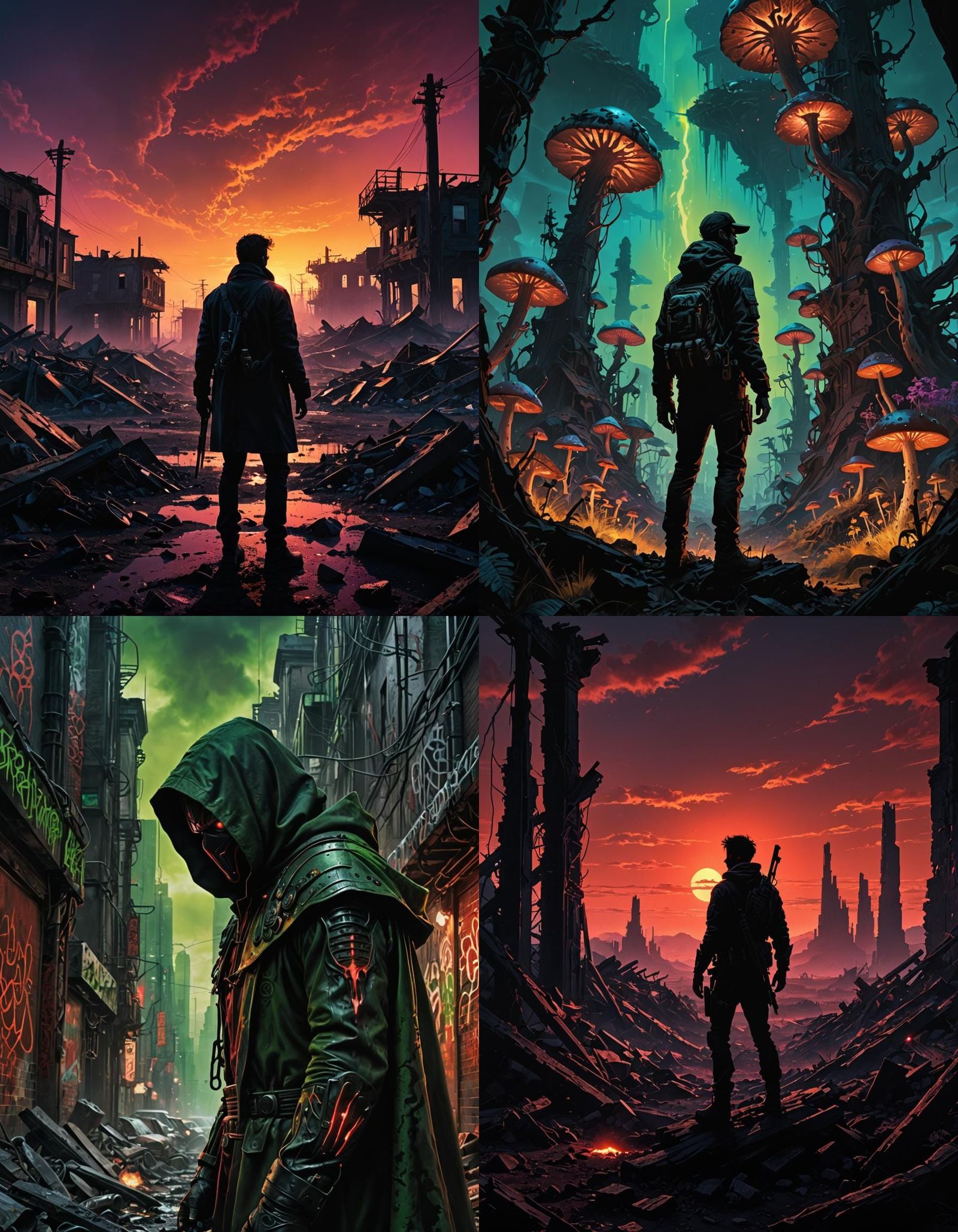 Vengeful Warrior in a Bleak Post-Apocalyptic Landscape