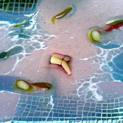 Pickled Teeth Floating in Swimming Pool Scene