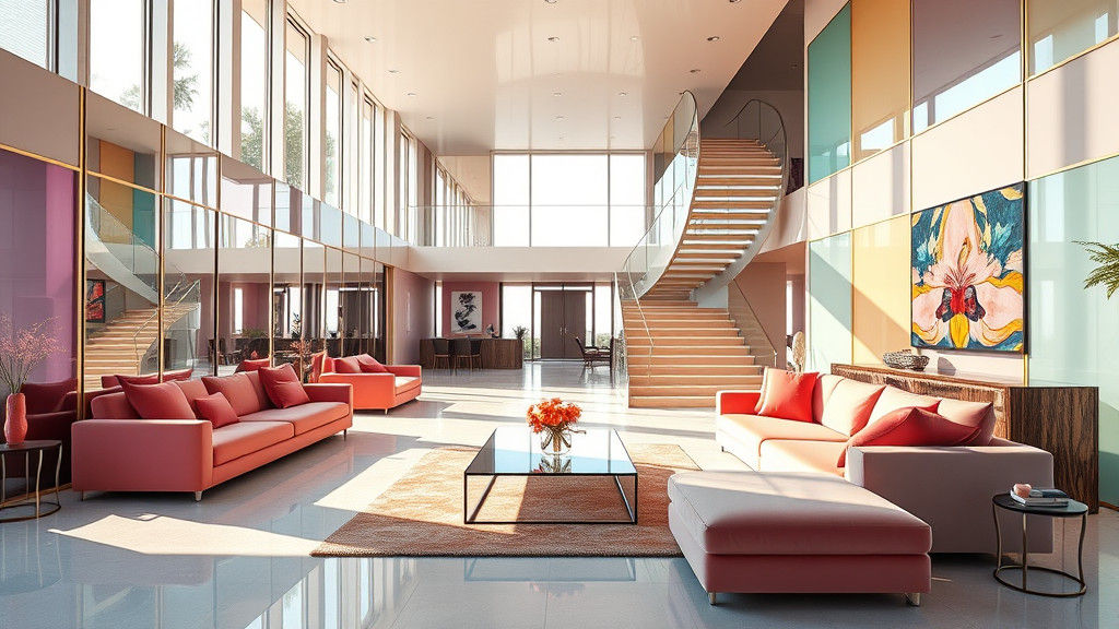 Art Deco Living Space with Lacquered Glass Accents